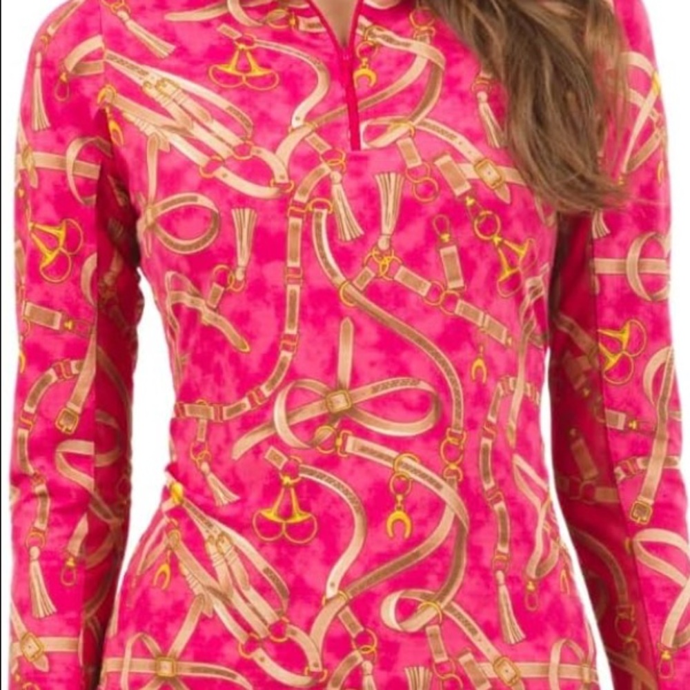 IBKUL Long Sleeve Zip Mock Alexandra Ruby Red Small - Picture 2 of 7